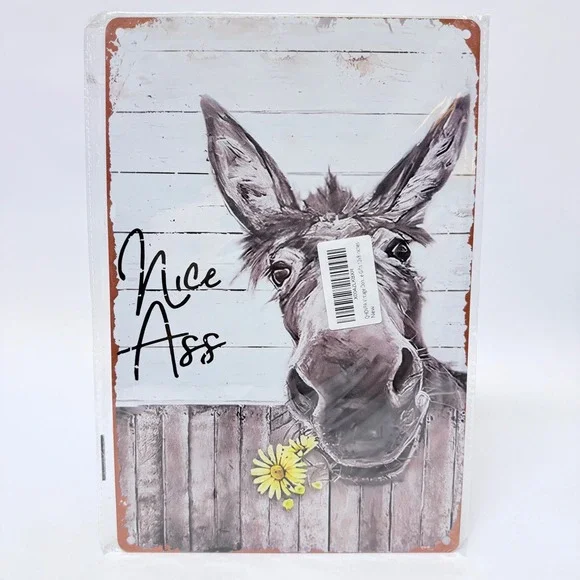 Nice Ass Donkey Metal Sign Vintage Farmhouse Wall Decor 12x8 Aluminum