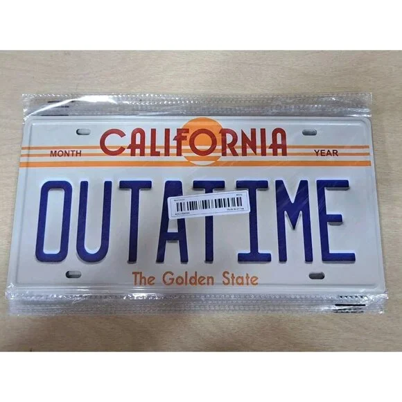 Outatime License California Novelty Plate Back‎ to the Future, Metal, New