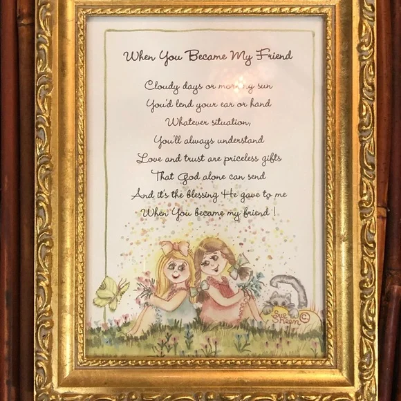 Sue Skeen “When We Became Friends”‎ Framed Print Fancy Gold Frame