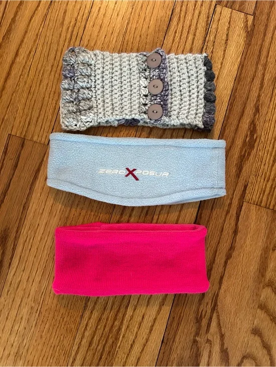 ZeroXposur Light Blue and Hot Pink Kids Fleece Headband Duo