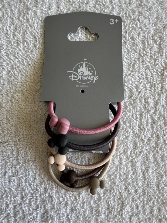 Disney Mickey & Minnie Hair Tie Set - Pink, Black, Brown, Tan