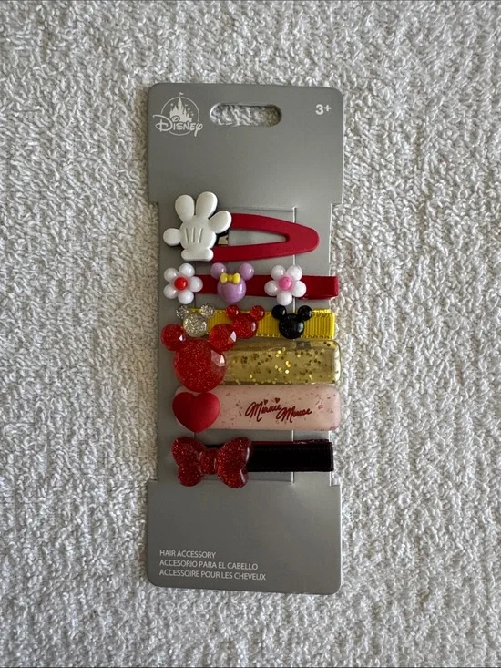 Disney Minnie Mouse Decorative Hair Clip Set - Red, Pink, Gold, Black, White