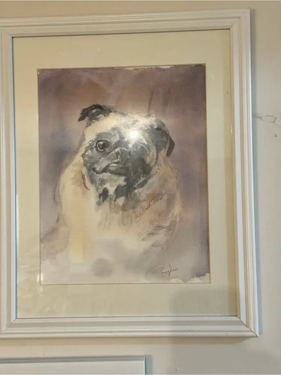Pug Watercolor Wall Art Print - Neutral Tones