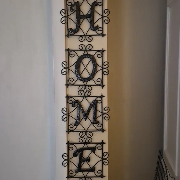 Metal Decorative Rustic Hanging Sign Black Letters H O M E