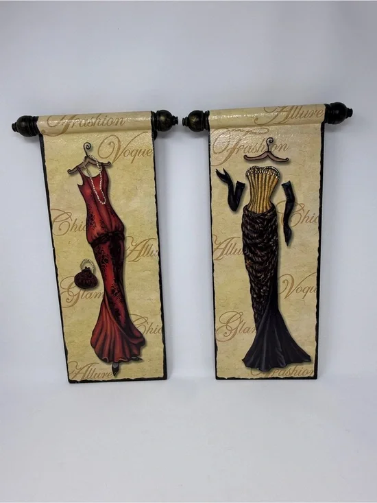 Home Interior Fashion Dress Wall Art Pair