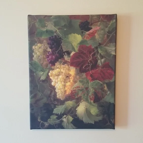 PRINT ON CANVAS TRIBUTE TO BACCHUS GOD OF WINE GRAPES FRUIT 9 X 12 PICTU…