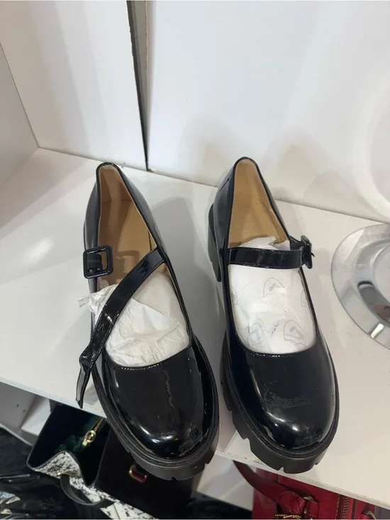 Black Patent Mary Jane Chunky Platform Loafers