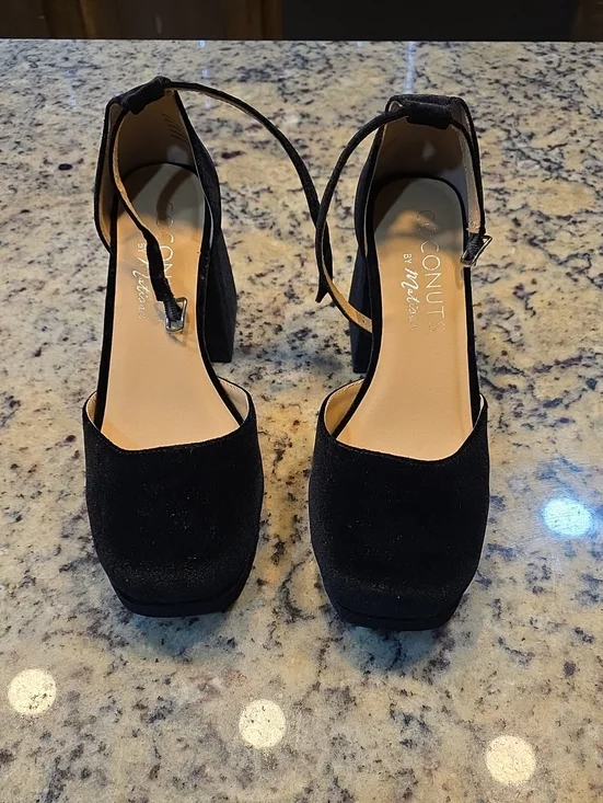Coconuts by Matisse Black Velvet Platform Ankle-Strap Heels
