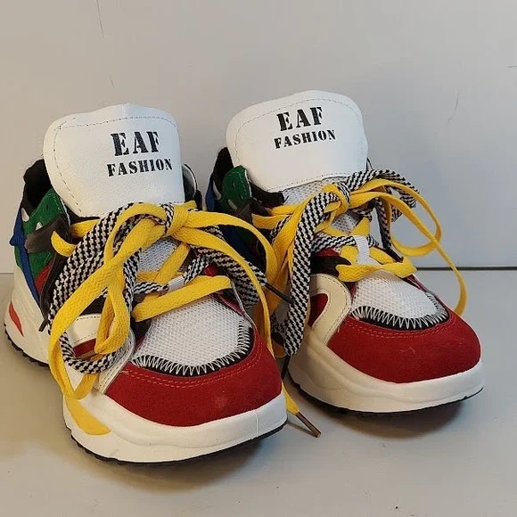 EAF Fashion  Multicolor Chunky Platform Sneakers‎ Womens Size 6.5 Streetwear Red