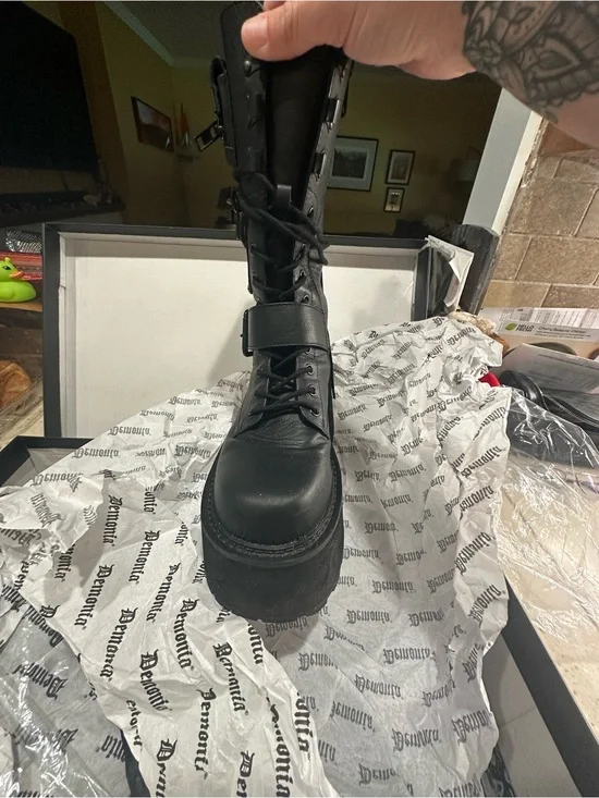 Current Mood Black Platform Combat Boots