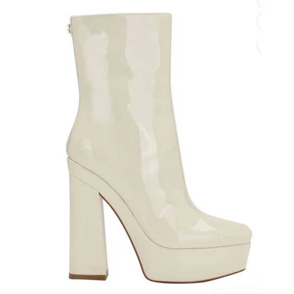 GUESS Byra Ivory Platform Ankle Boots Chunky Heel‎ Y2K Bridal 8