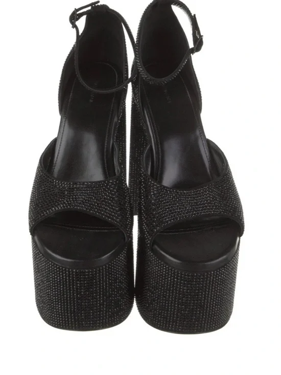 Balenciaga Black Crystal-Embellished Platform Sandals