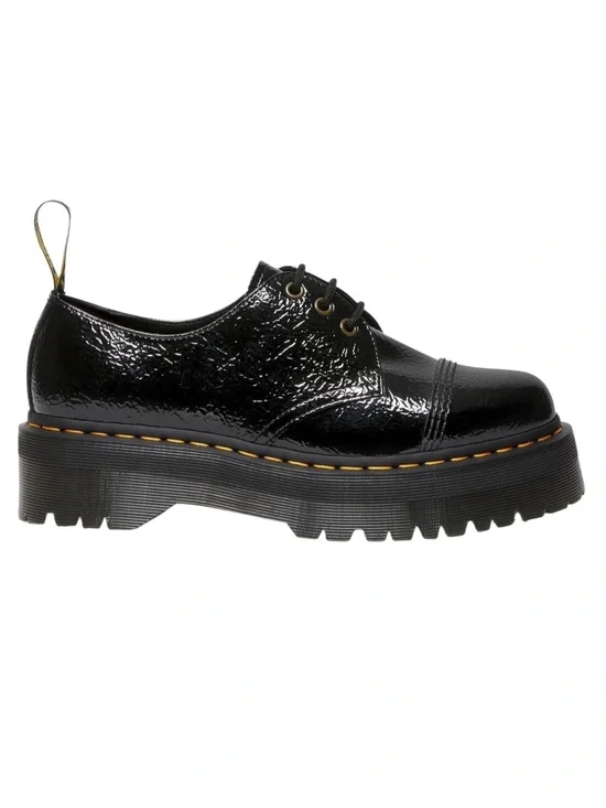 NEW Dr. Martens 1461 Quad TC black platforms distressed patent leather unisex