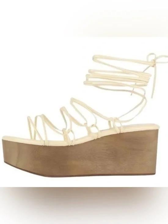 Women’s Jeffery Campbell Cream Lace-Up Platform Sandals