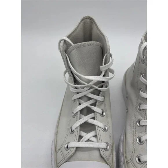 Cream Converse Chuck Taylor All Star  High Top Lift Platform Leather Women 9