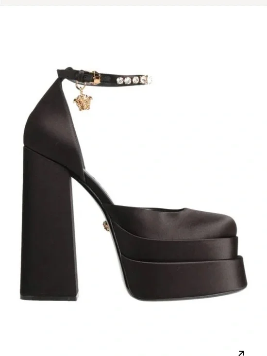 Medusa Aevitas Satin Platform Pumps.