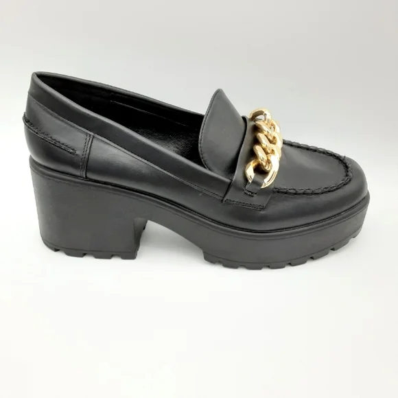 Nasty Gal Black Platform Chain Loafer