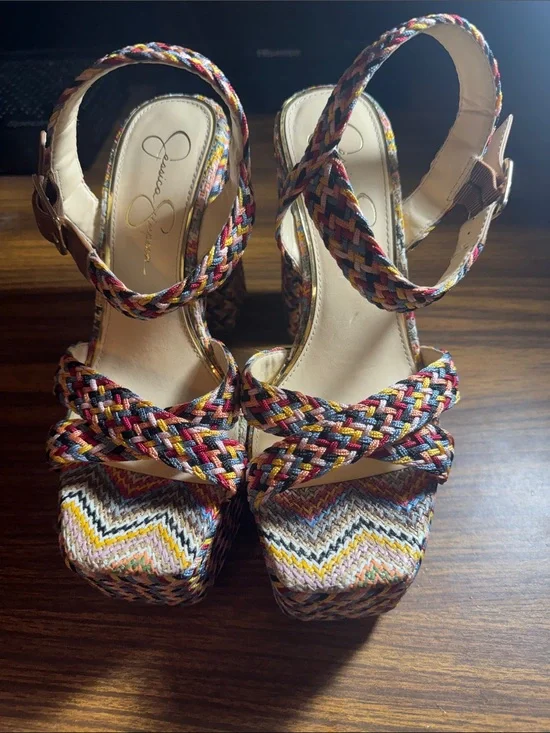 Jessica Simpson Multicolor Braided Platform Sandals