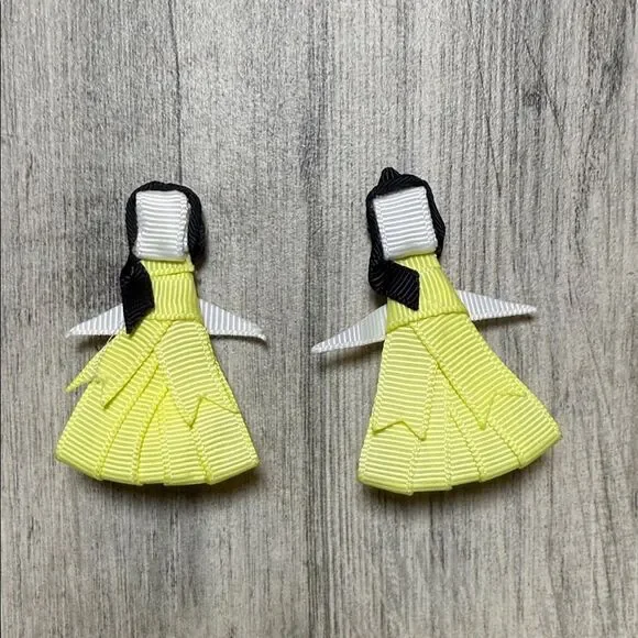 Yellow Ribbon Doll Hair Clips