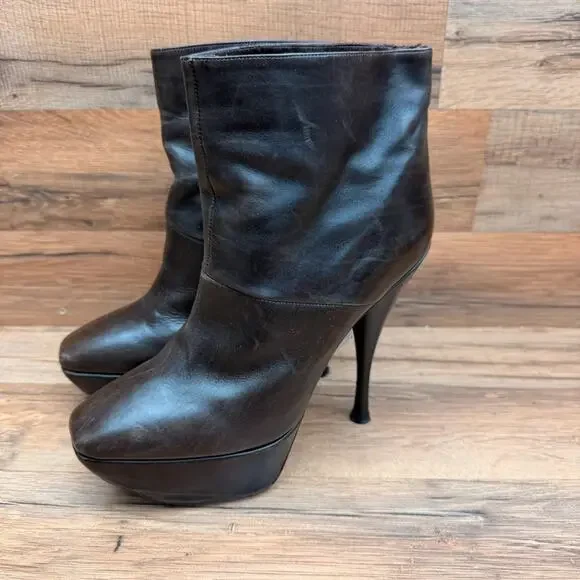 Marni  Platform  size 7 Stiletto Heeled Booties women Brown Leather