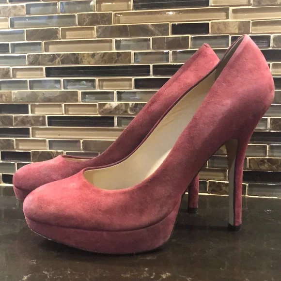 Joan &‎ David suede red cranberry suede heels