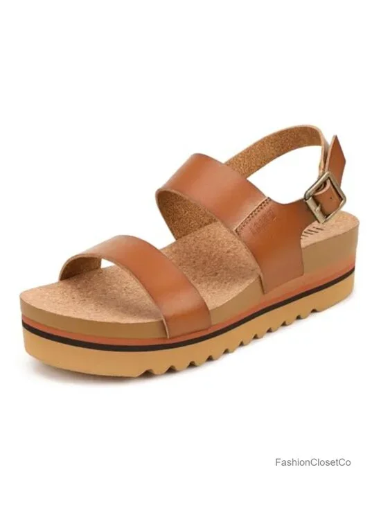 Retro 2in Platform Wedge Sandals Ankle Strap Comfort Arch Support