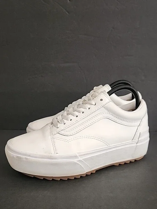 Vans Unisex Old Skool Platform Leather Sneakers Elevated Sole Womens 8.5 Mens 7