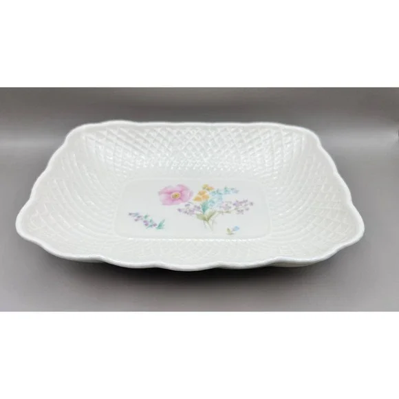 Mikasa Gentle Breeze Flowered Trinket Vanity Tray Bone‎ China 7.5