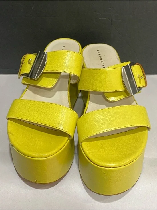 Simon Miller Yellow Leather Coaster Platform Sandals – Buckle Accent – Size 7