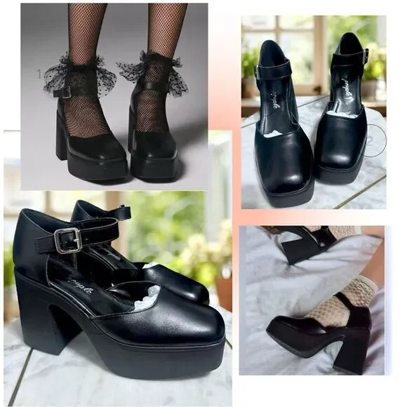 🔥 FREE PEOPLE Gwen Mary Jane Platforms Heels Size 39 US 8.5
