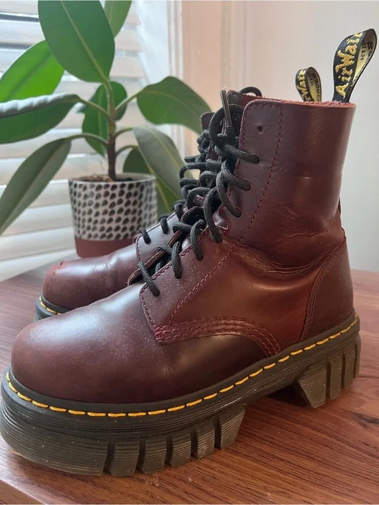 Dr. Martens Audrick 81 Burgundy Leather Lace-Up Platform Boots
