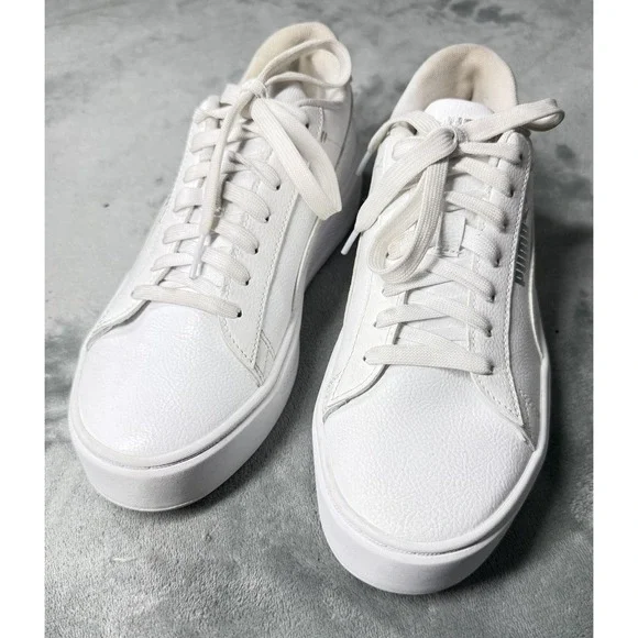 Puma Platform Shoes Womens Size‎ 8.5 White SoftFoam+ Leather Casual 392253-01