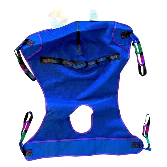 Invacare R114 Full Body Sling Commode Opening Patient Lift Medium Blue Purple