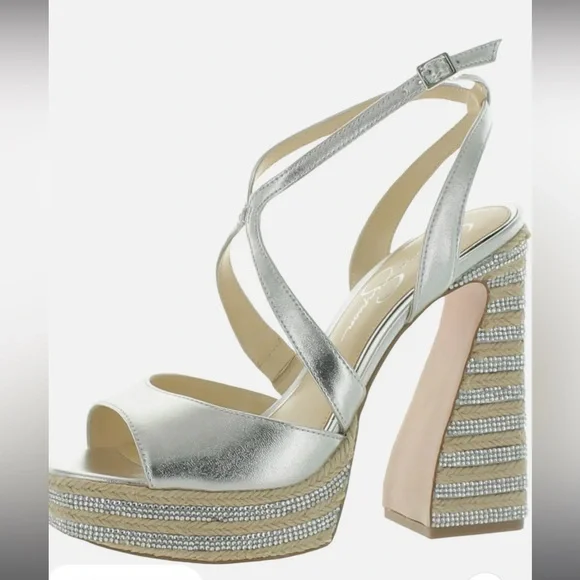 Silver Platform Strappy High Heel Sandal - Women NWOT