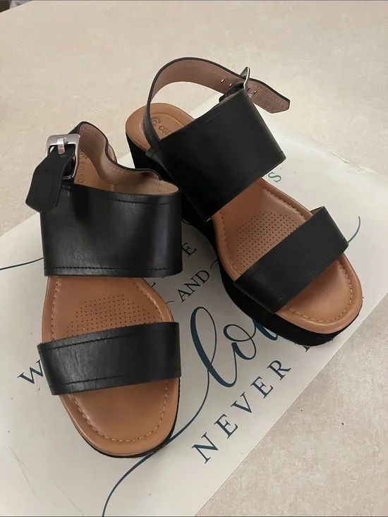 Corso Como Black Two-Band Platform Sandals