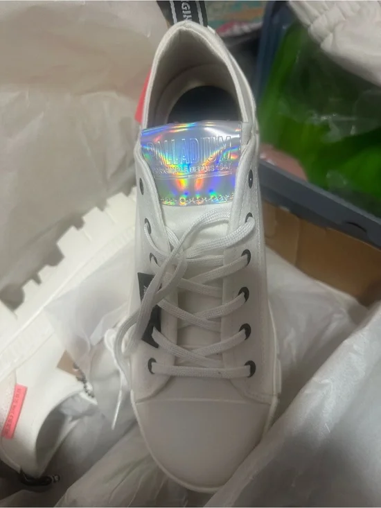 Palladium  White Sneaker with Holographic Tongue