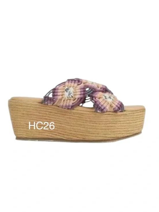 Free People Espadrille Platform Sandal Slide Purple Multi