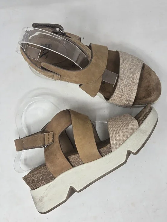 SOFFT Leather Slip on Open Toe Slingback Platform Sandals Women's Size 9 1/2M