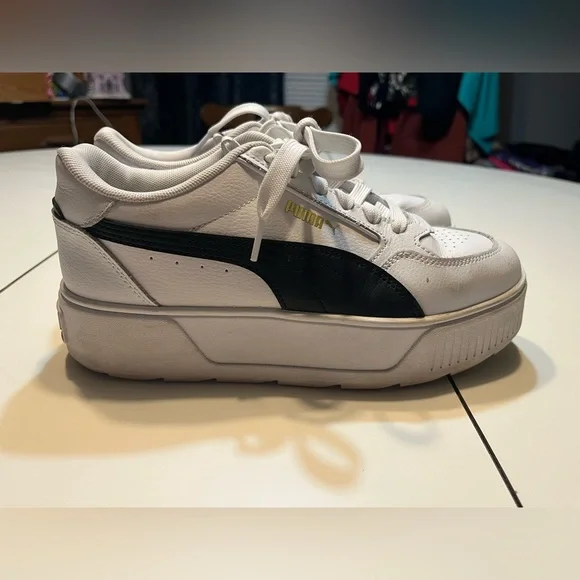 Puma Women's Karmen Rebelle Platform Sneakers size 8.5 white black chunky