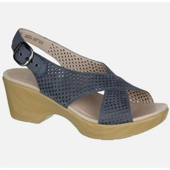 Dansko Jacinda Platform Clog‎ Blue Leather Womens 7.5-8 EU 38