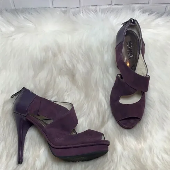 Michael Kors Burgundy Suede Platform Heels Sz‎ 7