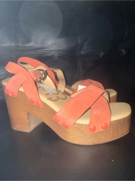 Sam Edelman Orange Suede Platform Sandals