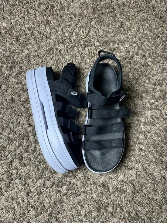Nike Platform Sport Sandals Black White Hook & Loop DH0224-001 Women’s US 11