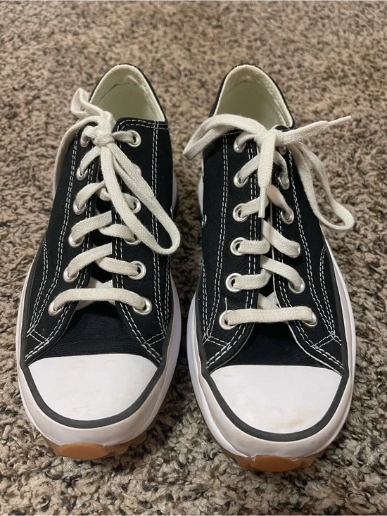 Converse Black Canvas Platform Low-Top Sneakers