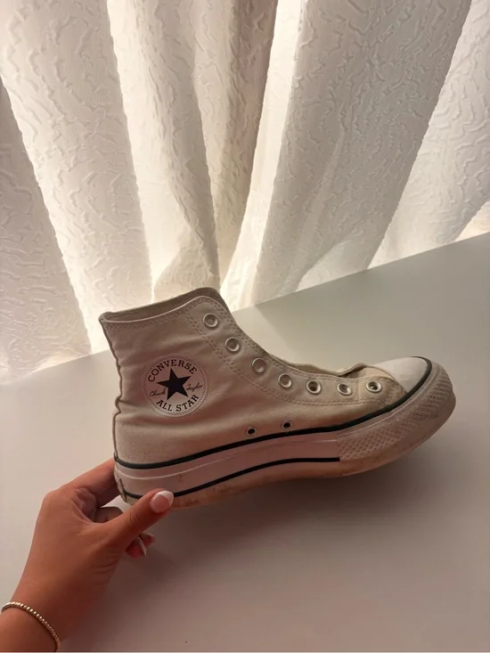 Converse High Top Sneakers - Cream with Black Trim no laces