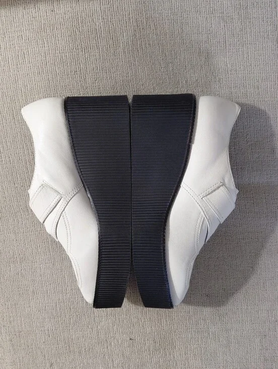 NEW Gianni Bini Yasmina White Leather Platform Monk Strap Creepers Size 5 Loafer