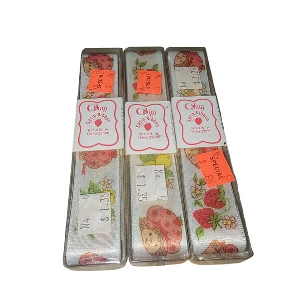 Strawberry Shortcake Offray AGC NEW deadstock Satin Ribbon 5 Yards 15 Ft.
