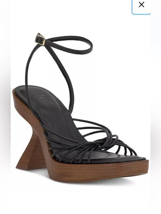 INC International Concepts Black Strappy Platform Sandal