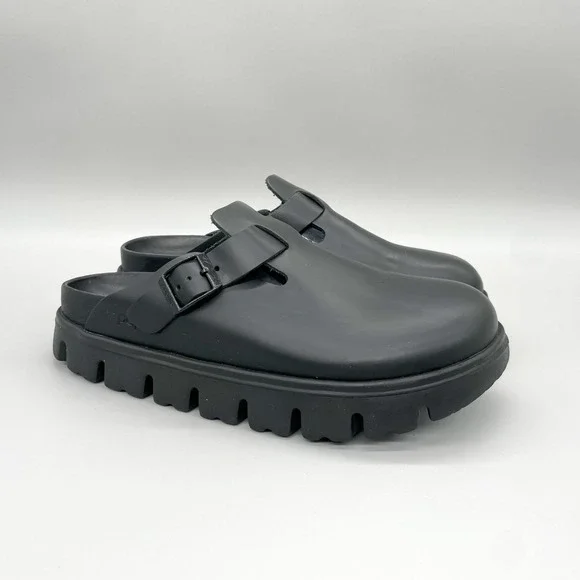 Birkenstock Papillio Boston Chunky Clog Womens 9 Shari Black Leather Platform