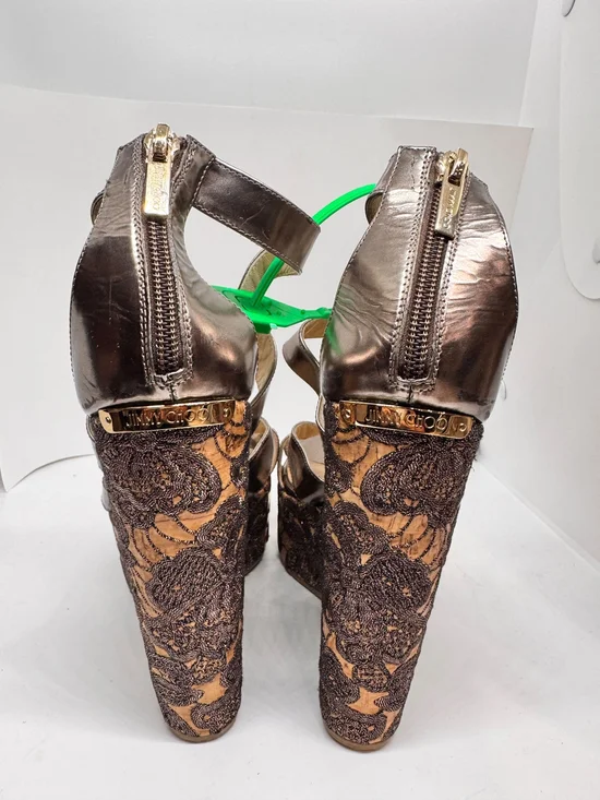 Jimmy Choo Parrow Lace Wedge Platform Sandals/ Size 8.5